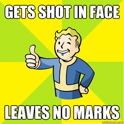 gets shot in face leaves no marks  Fallout new vegas