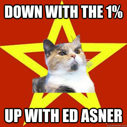 Down with the 1% Up with Ed Asner  Lenin Cat