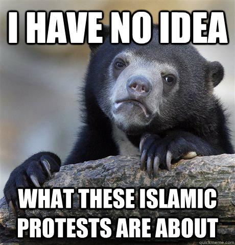 I have no idea what these islamic protests are about  Confession Bear