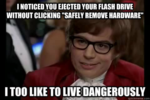 I noticed you ejected your flash drive without clicking 