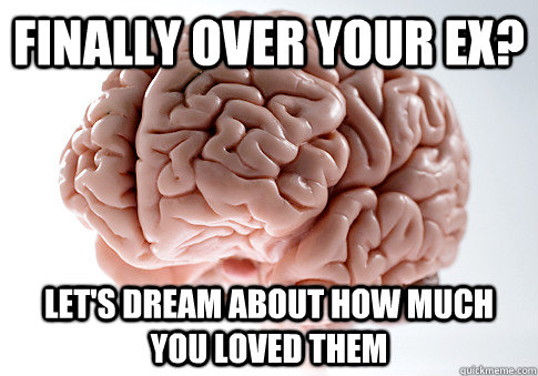 finally over your ex? let's dream about how much you loved them  Scumbag Brain