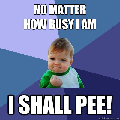 No matter 
how busy i am i shall pee! - No matter 
how busy i am i shall pee!  Success Kid