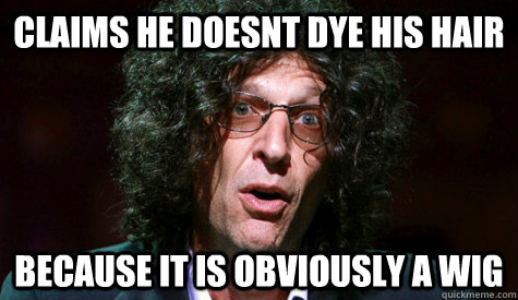 Claims he doesnt Dye His Hair Because it is obviously a Wig  Howard Stern Wig