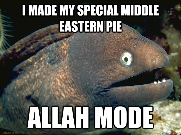 I made my special middle eastern pie allah mode  Bad Joke Eel