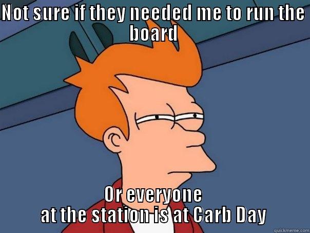 NOT SURE IF THEY NEEDED ME TO RUN THE BOARD OR EVERYONE AT THE STATION IS AT CARB DAY Futurama Fry