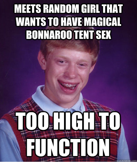 meets random girl that wants to have magical bonnaroo tent sex too high to function  Bad Luck Brian