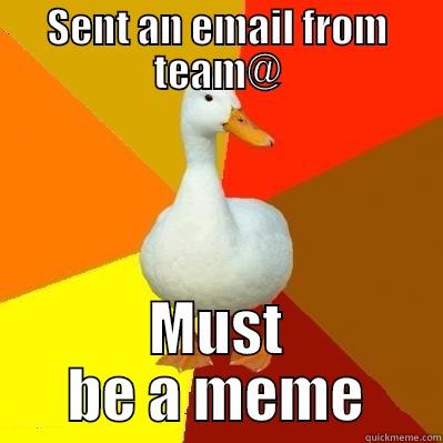 SENT AN EMAIL FROM TEAM@ MUST BE A MEME Tech Impaired Duck