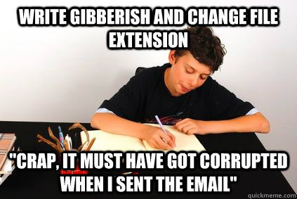 Write gibberish and change file extension 