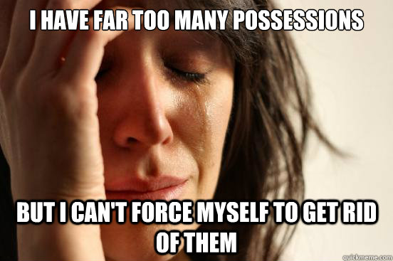 i have far too many possessions but i can't force myself to get rid of them  First World Problems