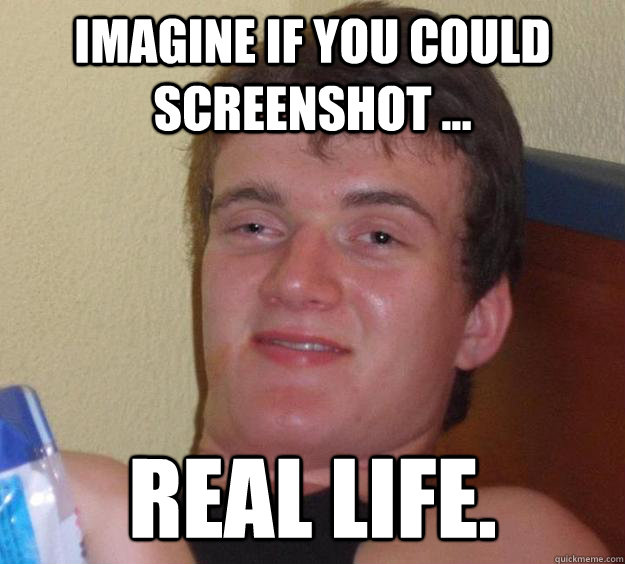 imagine if you could screenshot ... real life.  10 Guy