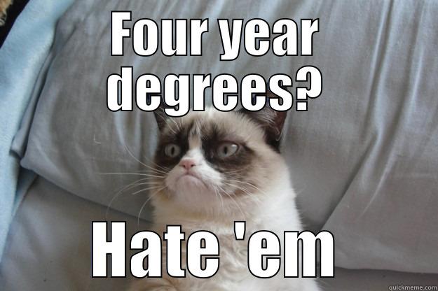 FOUR YEAR DEGREES? HATE 'EM Grumpy Cat