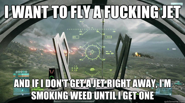 I WANT TO fly a fucking jet And if I don't get a jet right away, I'm smoking weed until I get one - I WANT TO fly a fucking jet And if I don't get a jet right away, I'm smoking weed until I get one  Angry Stoner Gamer