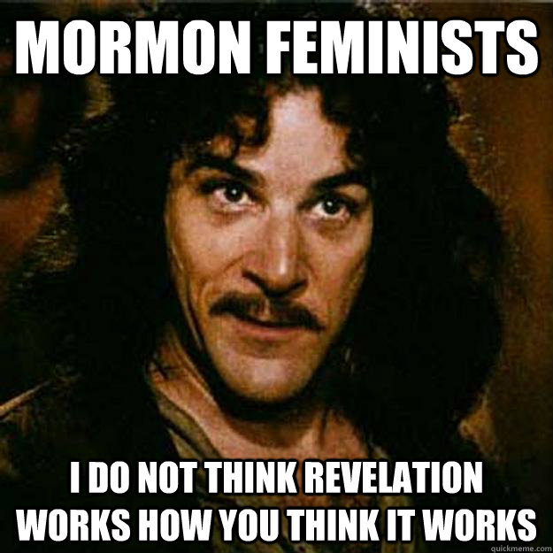 Mormon Feminists I do not think revelation works how you think it works  Inigo Montoya