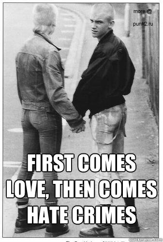  First comes love, then comes hate crimes -  First comes love, then comes hate crimes  Skinhead Couple