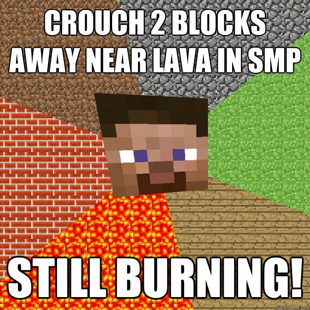 CROUCH 2 BLOCKS AWAY NEAR LAVA IN SMP STILL BURNING! - CROUCH 2 BLOCKS AWAY NEAR LAVA IN SMP STILL BURNING!  Minecraft