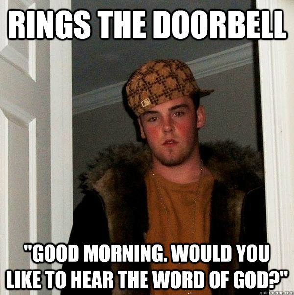 Rings the doorbell 