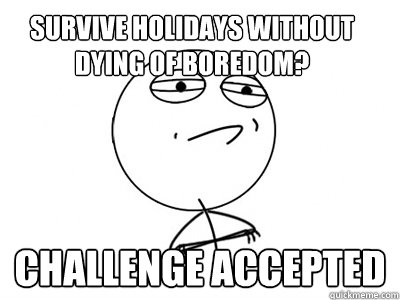Survive Holidays without dying of boredom? Challenge Accepted - Survive Holidays without dying of boredom? Challenge Accepted  Challenge Accepted