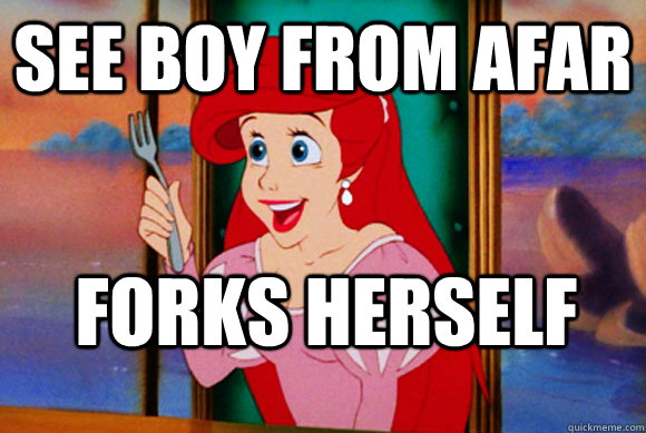 See boy from afar Forks herself  Disney Logic