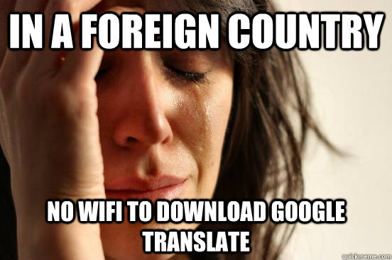 In a foreign country No wifi to download google translate  First World Problems