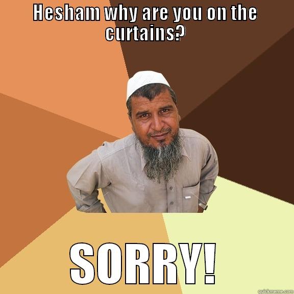 HESHAM WHY ARE YOU ON THE CURTAINS? SORRY! Ordinary Muslim Man