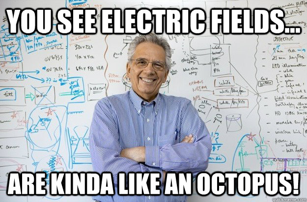 You see electric fields... are kinda like an octopus! - You see electric fields... are kinda like an octopus!  Engineering Professor