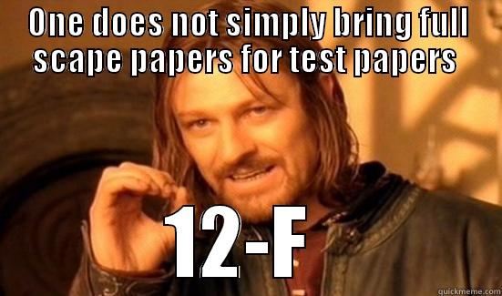 ONE DOES NOT SIMPLY BRING FULL SCAPE PAPERS FOR TEST PAPERS  12-F  Boromir