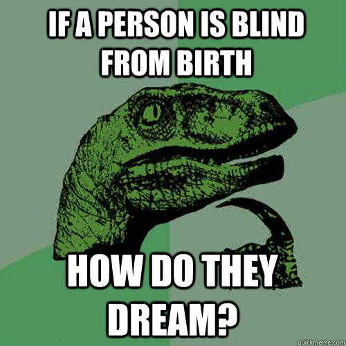 IF A PERSON IS BLIND FROM BIRTH HOW DO THEY DREAM? - IF A PERSON IS BLIND FROM BIRTH HOW DO THEY DREAM?  Philosoraptor