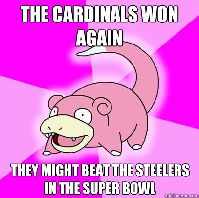 The Cardinals won again They might beat the Steelers in the Super Bowl  Slowpoke