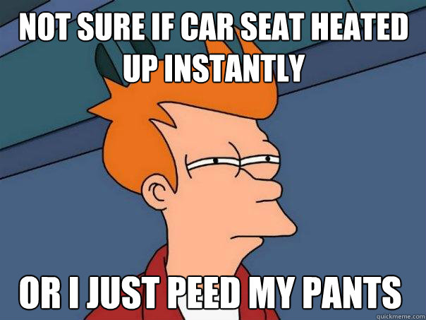 Not sure if car seat heated up instantly Or I just peed my pants   Futurama Fry