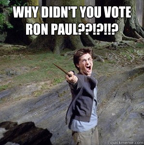 Why Didn't you vote Ron Paul??!?!!? - Why Didn't you vote Ron Paul??!?!!?  Harry potter