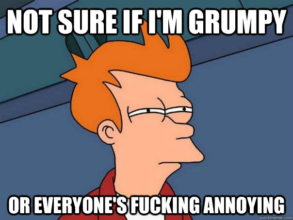 Not sure if I'm grumpy or everyone's fucking annoying - Not sure if I'm grumpy or everyone's fucking annoying  Futurama Fry