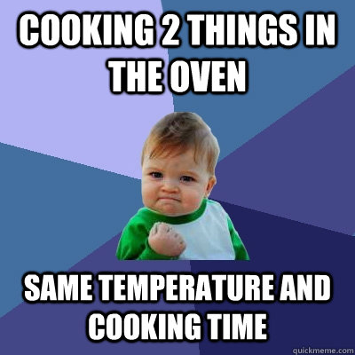 cooking 2 things in the oven same temperature and cooking time  Success Kid