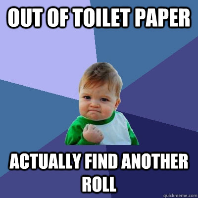 out of toilet paper actually find another roll - out of toilet paper actually find another roll  Success Kid