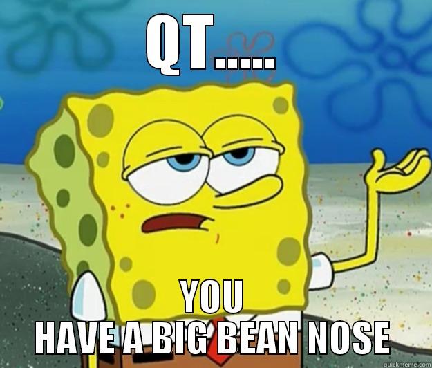 QT..... YOU HAVE A BIG BEAN NOSE Tough Spongebob