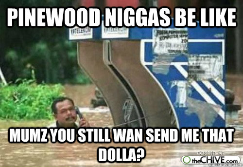 Pinewood niggas be like mumz you still wan send me that dolla?   bahamas flood