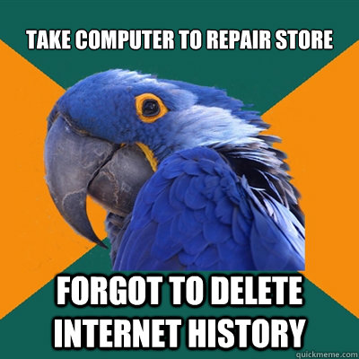 TAKE COMPUTER TO REPAIR STORE FORGOT TO DELETE INTERNET HISTORY - TAKE COMPUTER TO REPAIR STORE FORGOT TO DELETE INTERNET HISTORY  Paranoid Parrot