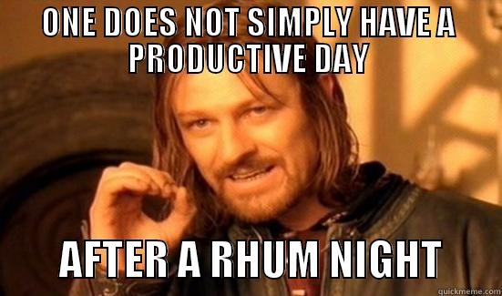 ONE DOES NOT SIMPLY HAVE A PRODUCTIVE DAY         AFTER A RHUM NIGHT       Boromir