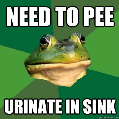 need to pee urinate in sink  Foul Bachelor Frog