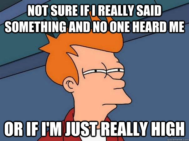 Not sure if I really said something and no one heard me or if i'm just really high - Not sure if I really said something and no one heard me or if i'm just really high  Futurama Fry