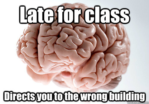 Late for class Directs you to the wrong building  Scumbag Brain