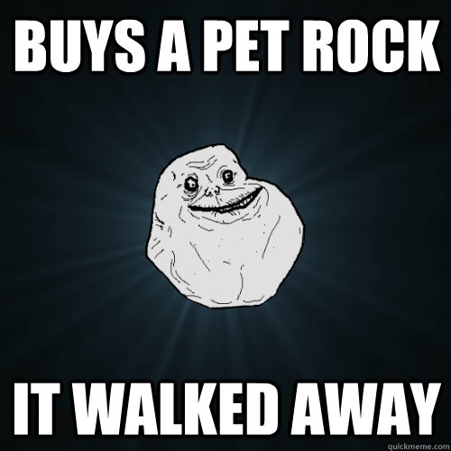 buys a pet rock it walked away  Forever Alone