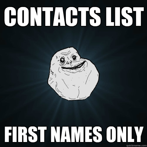 Contacts list First names only - Contacts list First names only  Forever Alone