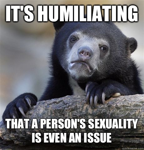 It's humiliating That a person's sexuality is even an issue  Confession Bear