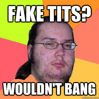 Fake tits? Wouldn't bang  Butthurt Dweller