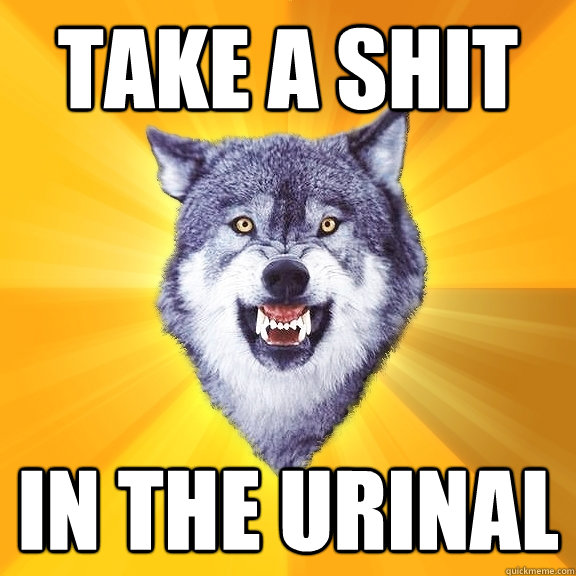 take a shit in the urinal  Courage Wolf