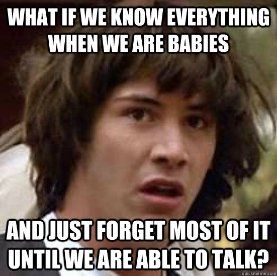 What if we know everything when we are babies And just forget most of it until we are able to talk?   conspiracy keanu