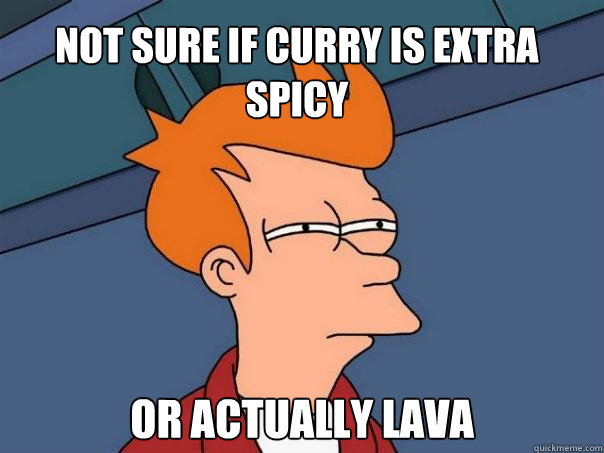 Not sure if curry is extra spicy Or actually lava  Futurama Fry