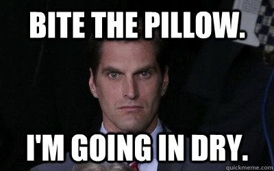 Bite the pillow. I'm going in dry.  Menacing Josh Romney