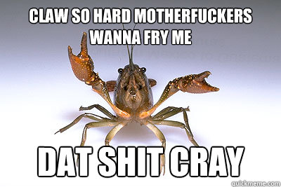 Claw so hard motherfuckers wanna fry me Dat shit cray  That shit crayfish