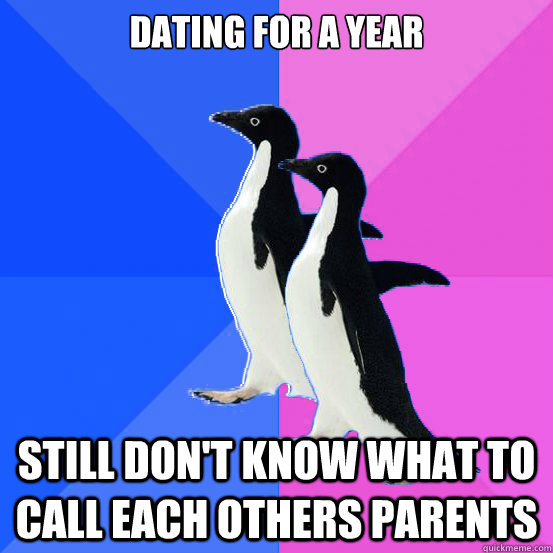 dating for a year still don't know what to call each others parents  Socially Awkward Couple